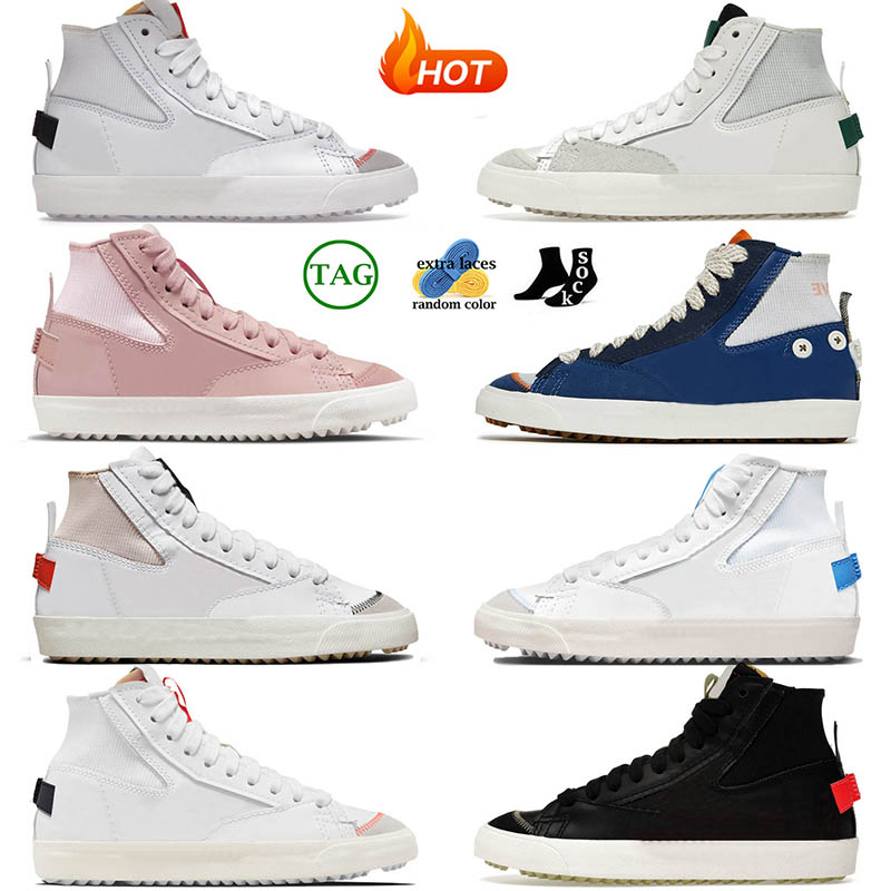With Socks Fashion Designer Running Shoes Blazer Mid 77 Jumbo White Habanero Red Floral Sunflower Bright Crimson Womens Mens Sneakers Trainers Si