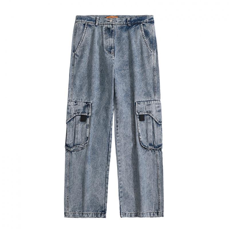 

Men' Jeans Men' Straight Loose Pants Wide-leg Cargo Mens Street Wear Skinny Distressed JeansMen, Blue