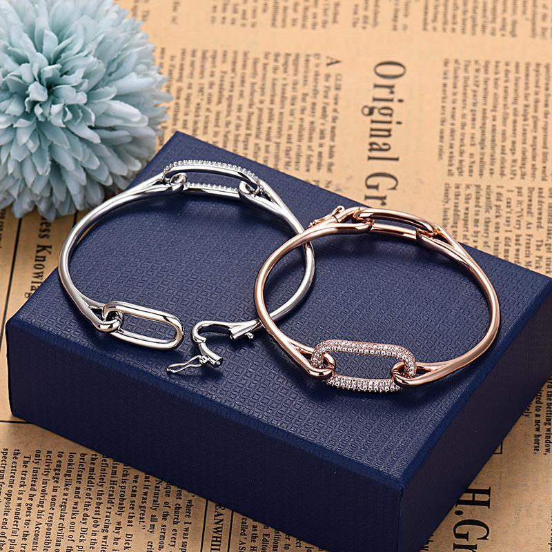 

Bangle Luxury Jewelry Modern Simple Square Bangles For Women Geometric Shiny Zirconia Bracelet Pulseras Zk30Bangle