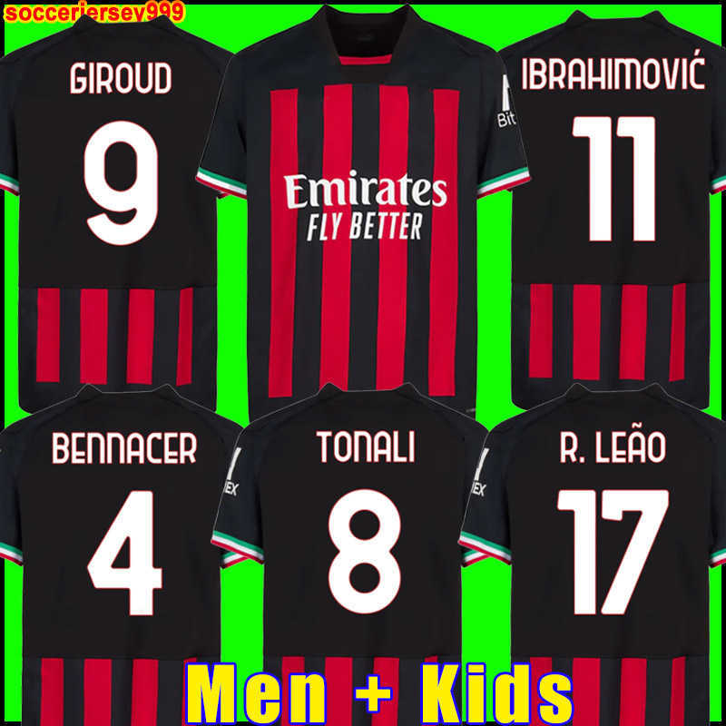 

IBRAHIMOVIC 21 22 ac camiseta de ftbol milan 2021 2022 camisetas de ftbol SUSO REBIC camisa de futebol chandal maillot hombres kit para, 22/23 men home + patch2