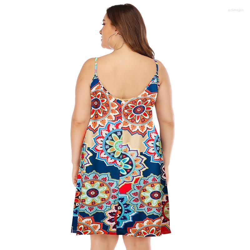 

Plus Size Dresses Womens Dress Casual Printed Sleeveless Above Knee Mini Party Large Beach Vestidos Echm22, Multi
