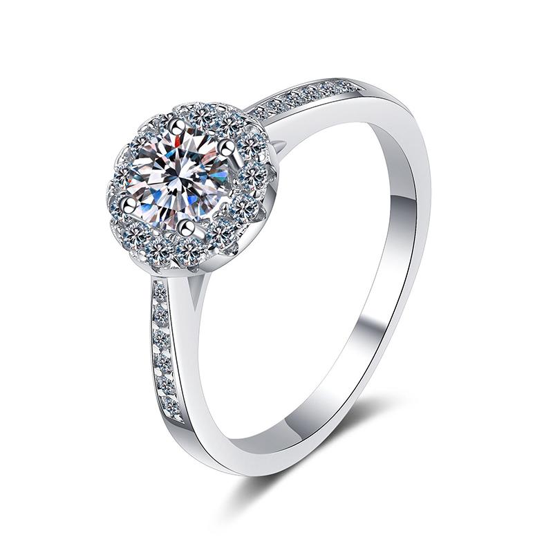 

Wedding Rings Luxury 1 Carat Moissanite 925 Sterling Silver White Gold Jewelry Diamond Women's Engagement RingsWedding
