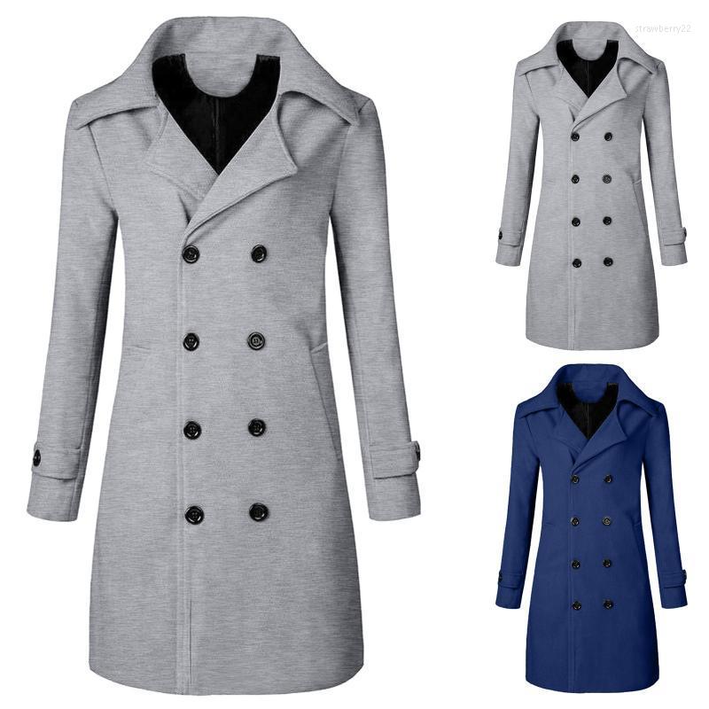 

Men's Vests Casual Double-breasted Winter Autumn Coat Jacket Warm Windbreaker And Mid-length Woolen Coats & Jackets Stra22, Gray