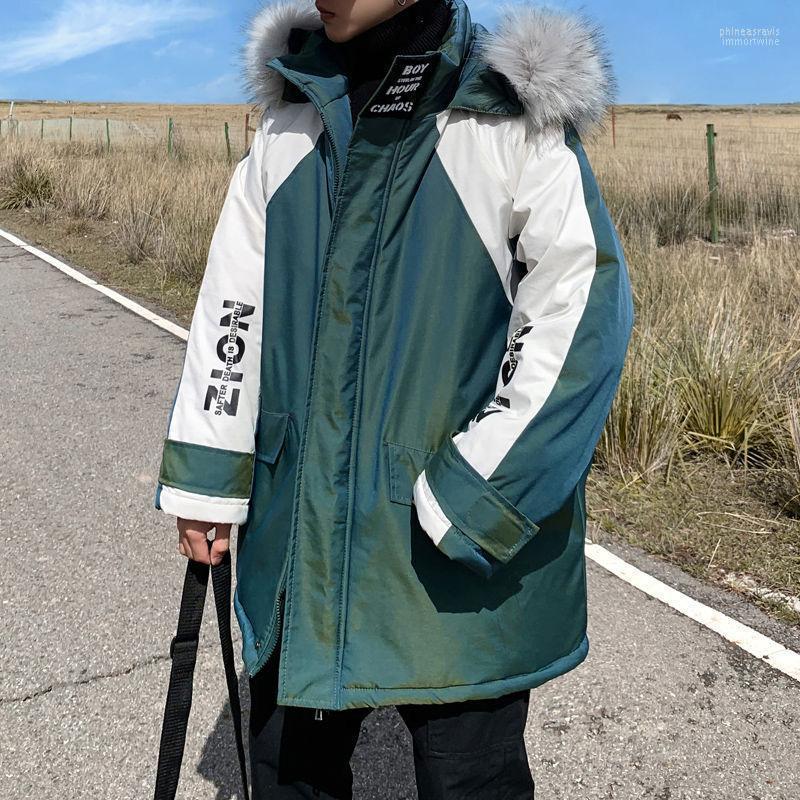 

Men's Down & Parkas Winter The Listing With Cap Collar Overalls Heavy INS Logo Puffer Jacket Parka Homme Men Clothes Long Coat Phin22, Blue