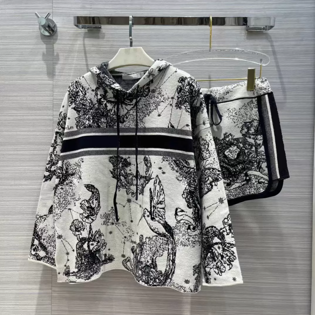 

Summer Womens Two Piece Shrts Pant Sweatshirts Knitted Sets Embroidry Women Knit Hooded Designer Long Sleeves Tracks Jungle Animal Pri