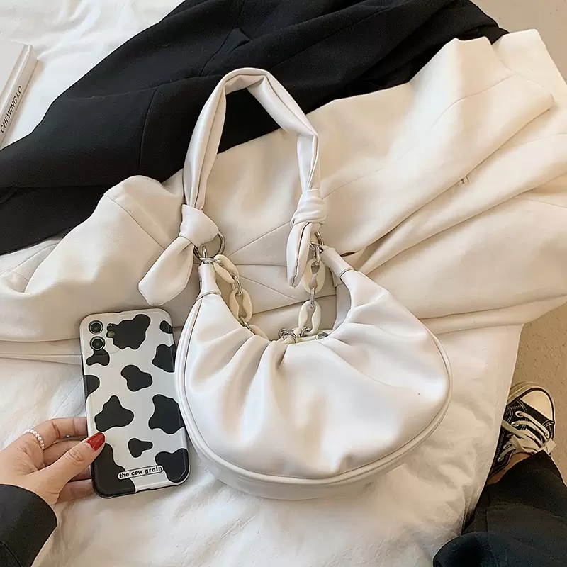 

2021 Lady Vintage Soft Leather Handbag Female Simple Chain Shoulder Bags Fashion CrossBody Bag Women Bag Designer Hobos Bags Sac, Lavender