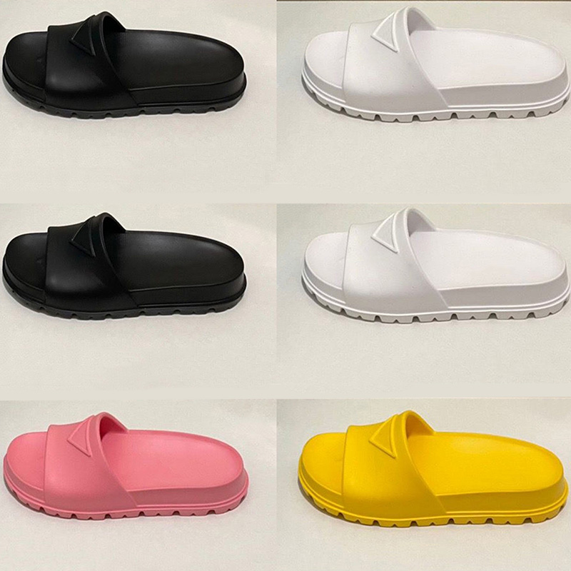 

Beach Designer Men Women Platform Sandals Flat Slides Black White Pink Yellow Slipper Sandal Woman Man Slippers Size 35-45 With Box