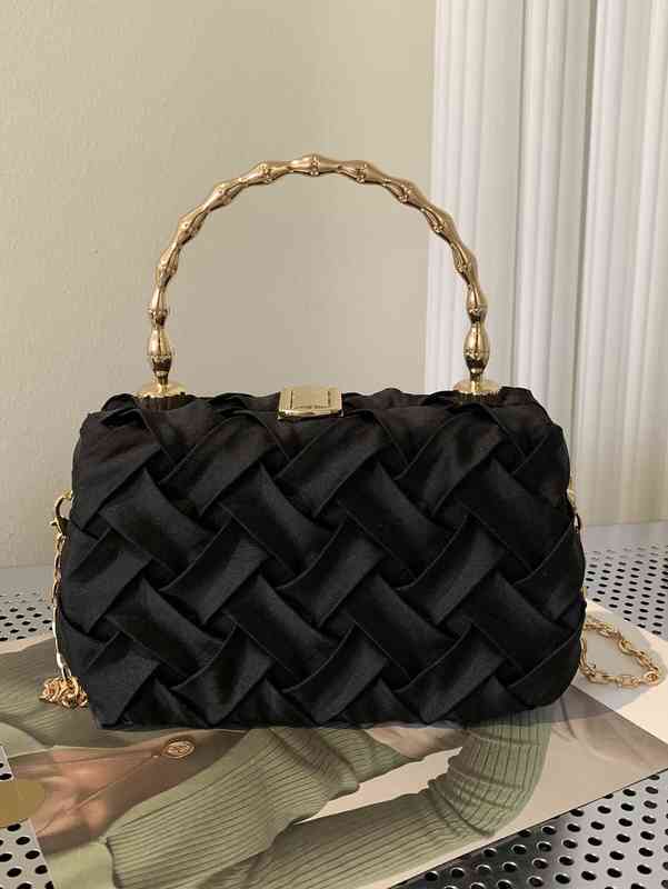 

Designer Bag Brand Fashion Dinner Luxury Shoulder Handbag Minimalist Cross Detail Box Superior Quality Genuine Shopping Wallet, Black