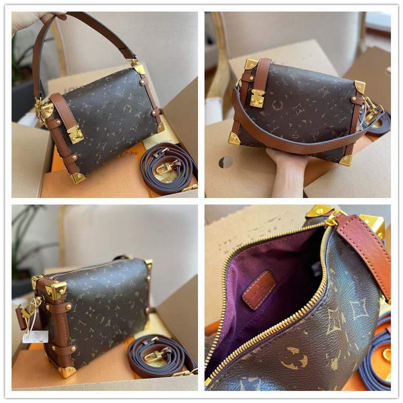 

Louiseity Side Trunk Pm Crossbody Bag Viutonity M46358 Vintage Shoulder Tote Purse Handbag, Brown