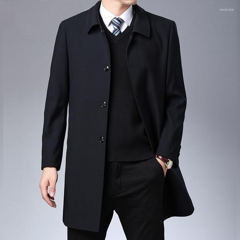 

Men's Trench Coats Spring Autumn Casual Mens Overcoat Thick Windbreaker Long Black Coat Male Outerwear Boys Y865Men's Kend22, Dark grey