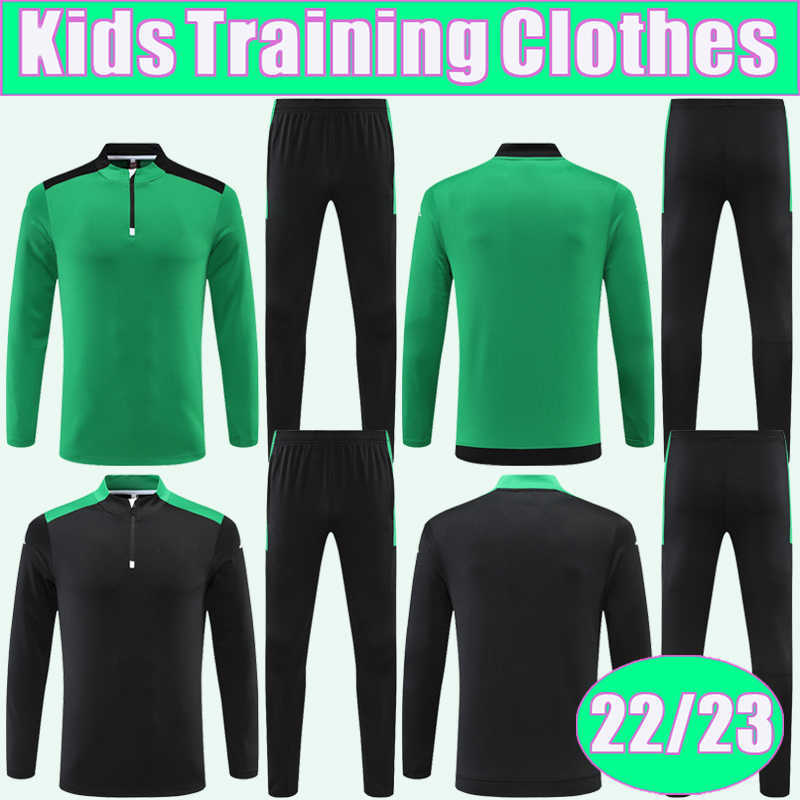 

Green 22 23 JOAQUIN FEKIR Training Wear Kit Kids Suit B.IGLESIAS Soccer Jerseys JUANMI CANALES TELLO Half Zip Tracksuit Child Football, 22 23 kids black
