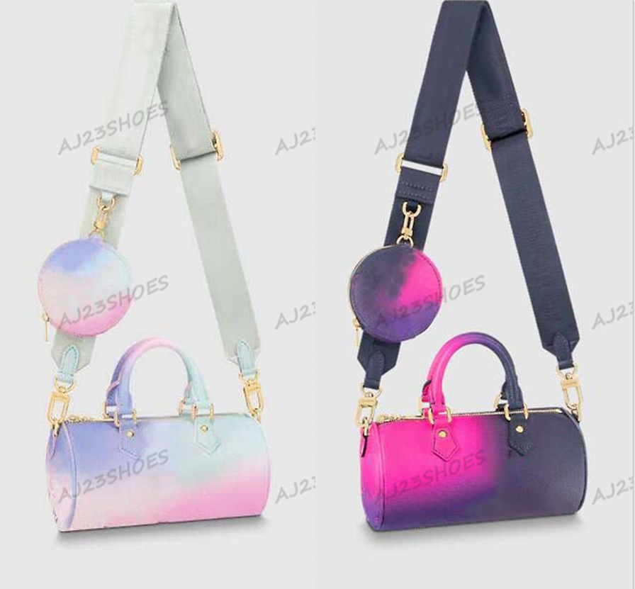 

Papillon BB M46078 Sunrise Pastel 2022ss Luxurys Designers Bags Leather Cross Body 20cm Coin Purse monograms Jacquard Wide Shoulder Straps, 01
