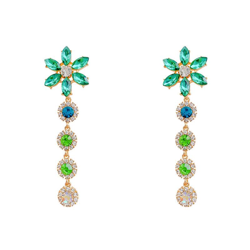 

Dangle & Chandelier Korean Style S925 Silver Needle Exaggerated Earrings Long Petal Green Crystal Super Flash Trend For WomenDangle