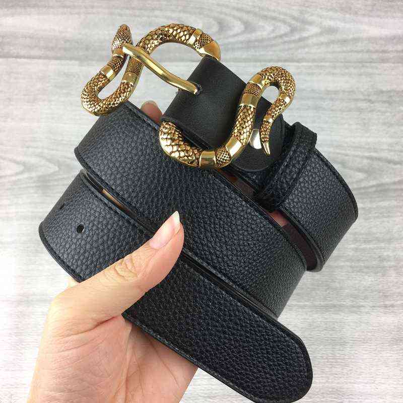 

Hot sell Luxury Best Quality ceinture Designer Belts Fashion snake pattern buckle belt mens belt for gift, Black