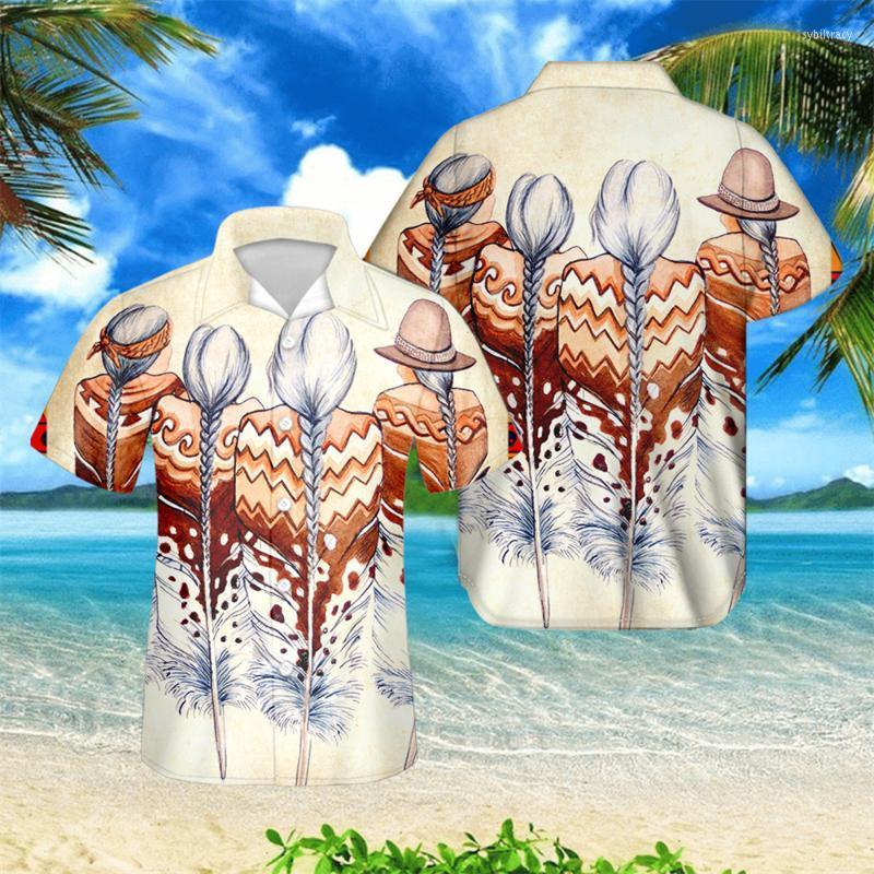 

Men' Casual Shirts Kichwas Tribal Long Hair Design Man' Vintage Guayabera Cuban Shirt Short Sleeve Turn Down Collar Hawaii TopsMen