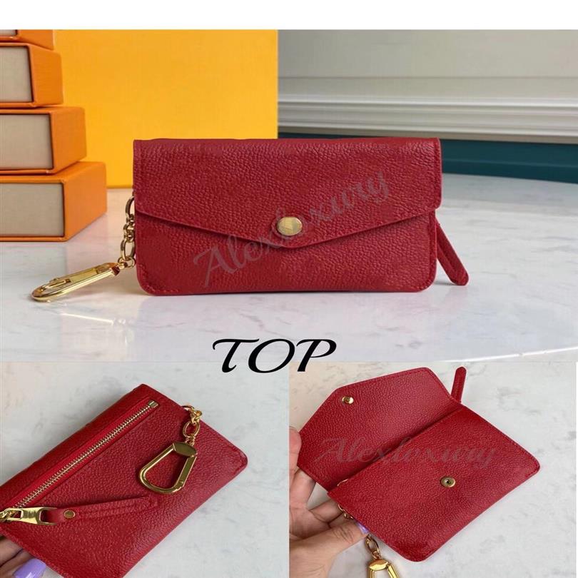 

Top Quality Key Pouch Wallets Empreinte Leather Card Holders 4 Colors Red Pink Black Deep Blue Fashion classic Women Coin Purse Sm277s