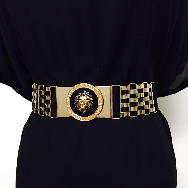 

Belts Metal Bright Surface Hollow Chain Elastic Belt Twist Mirror Thin Female Womans Luxury, Black