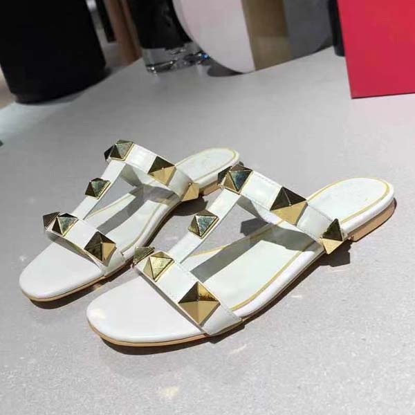 

Luxury Women Slipper Designer shoes Superior Quality Genuine Leather Fashion Casual Shoe Beach Flip Flop Size 35-42 With box, White