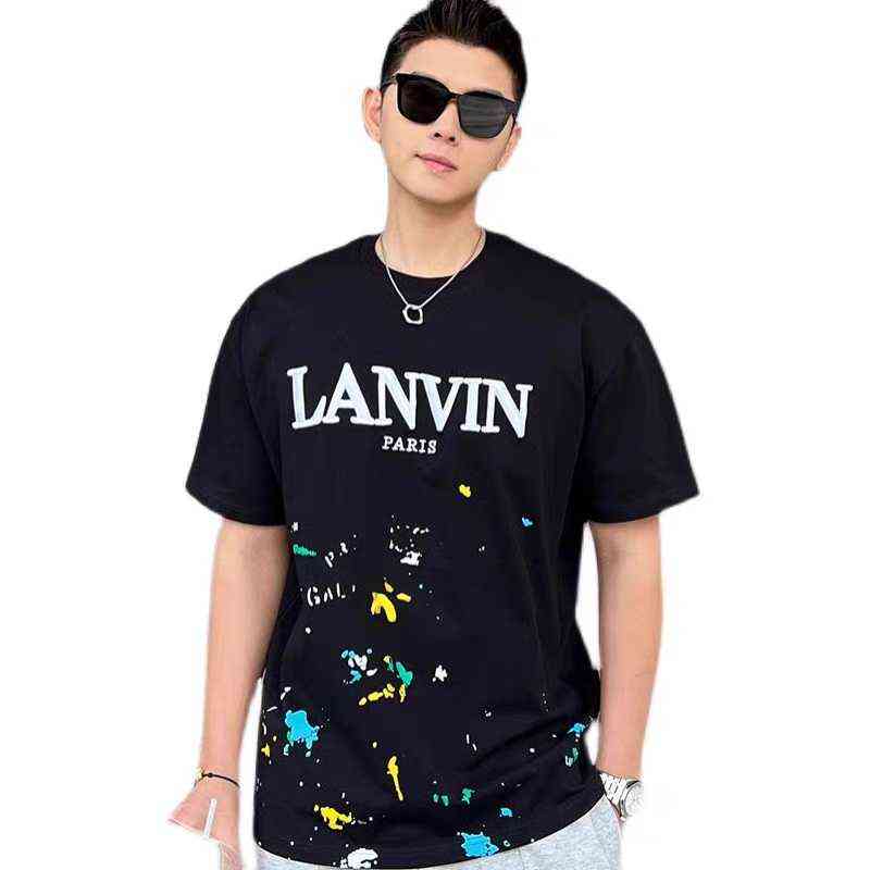 

Men and Women Lanvin Gal Joint t Shirt Cotton Hand Painted Splash Graffiti Letters Loose Short Sleeve Round Neck T-shirt 2022