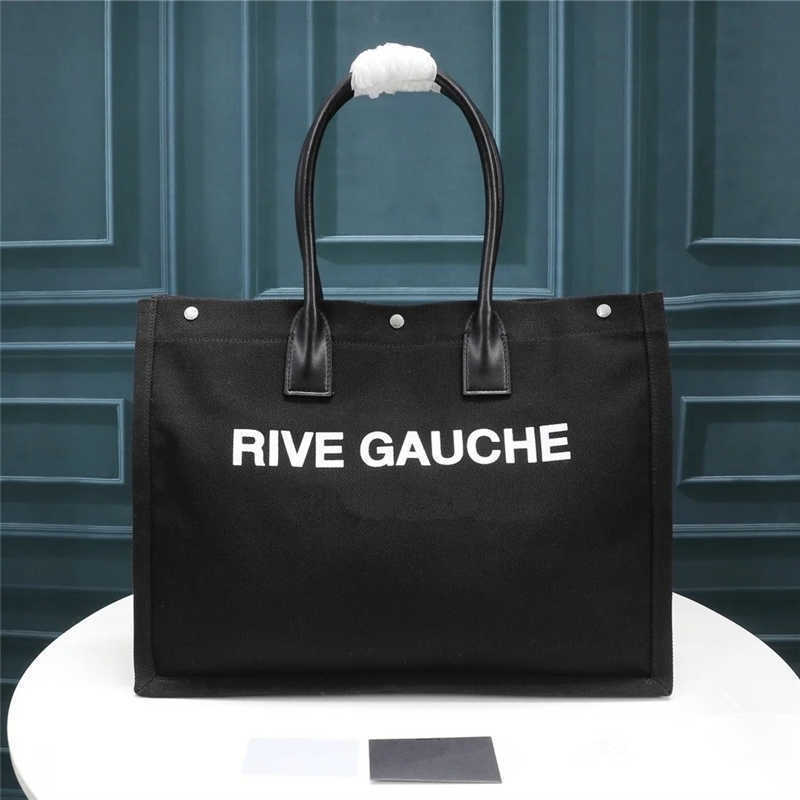 

Designer Handbags Rive Gauche Tote Bag Shopping Bag For women Top Quality Fashion Linen Large Luxury Beach Travel Bags sj, Black