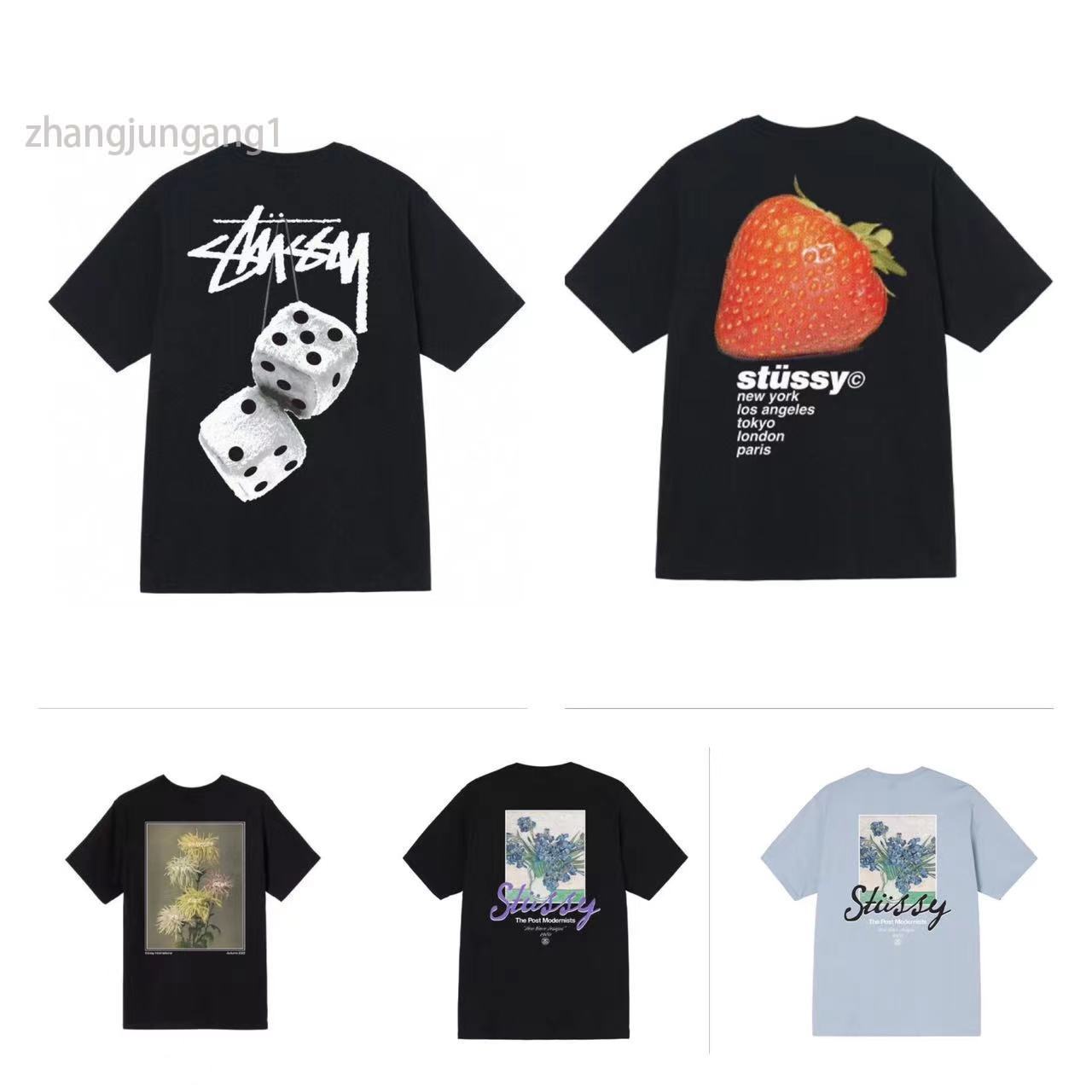 

Designer High Quality Stusy Dice Print Round Neck Summer Short Sleeve T-shirt Men and Women Couples American Fashion Loose 22ss, 21