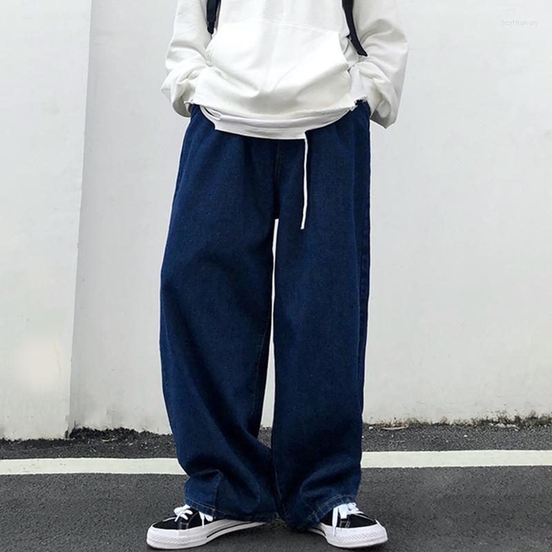 

Men's Jeans 2022 Spring Autumn Men High Waist Straight Retro Streetwear Simple All-match Fashion Handsome Unisex Casual Wide Leg Bert22, Blue