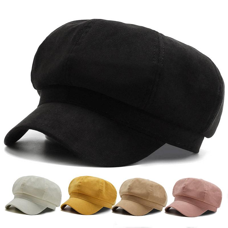 

Berets Fleece Anise Sboy Cap Vintage Literary Women Snapback Octagonal Female Winter Autumn Leisure Hat French Designer HatBerets