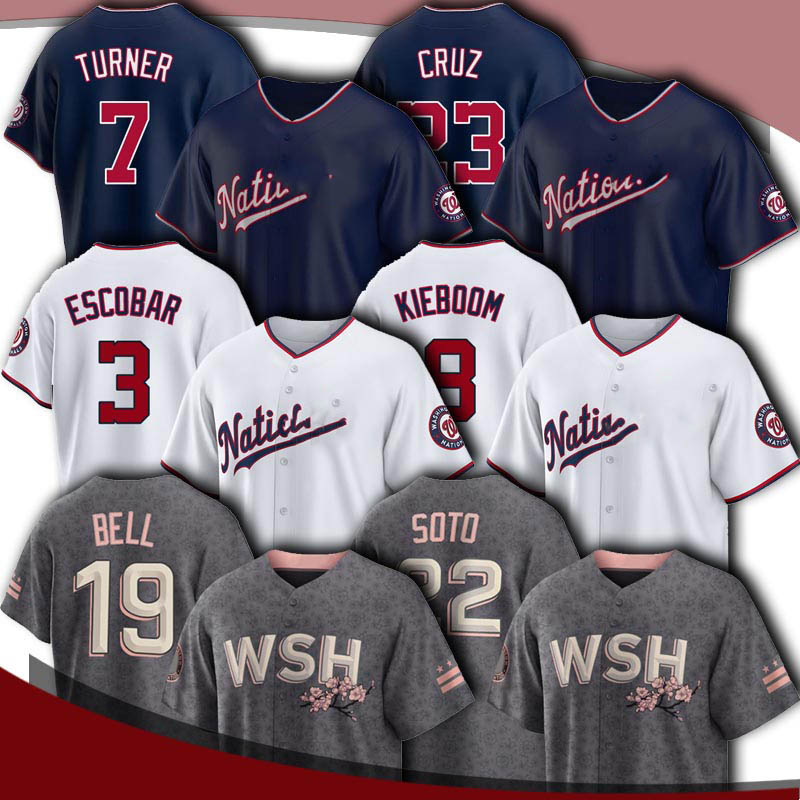 

Washington 22 Juan Soto 19 Josh Bell Jersey Baseball City Connect Nelson Cruz Alcides Escobar Stephen Strasburg Jerseys Cesar Hernandez Carter Kieboom, Woman custom jersey (gm)