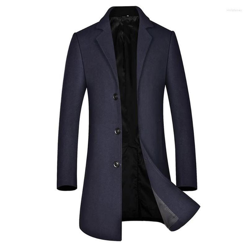 

Men's Wool & Blends Zogaa Winter Warm Coat Long 2022 Foreign Trade British Windbreaker Woolen Viol22, Black