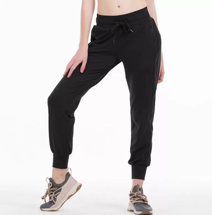 

lu spring womens Fabric lululemens Yoga lululemon Workout Sport Joggers Pants Women Waist lulu Drawstring Fitness Running Sweat Trousers With Two Side Pocket, Customize