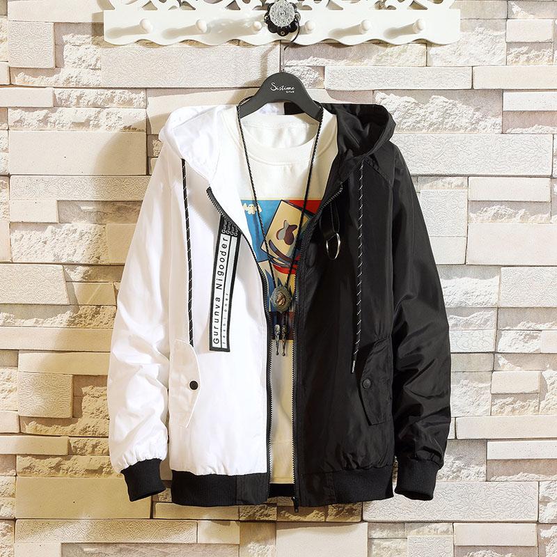 

Men's Hoodies & Sweatshirts Hip Hop Mens Hooded Windbreaker Jacket Autumn 2022 Casual Vintage Color Block Loose Track Hoodie Coats Streetwea, Black