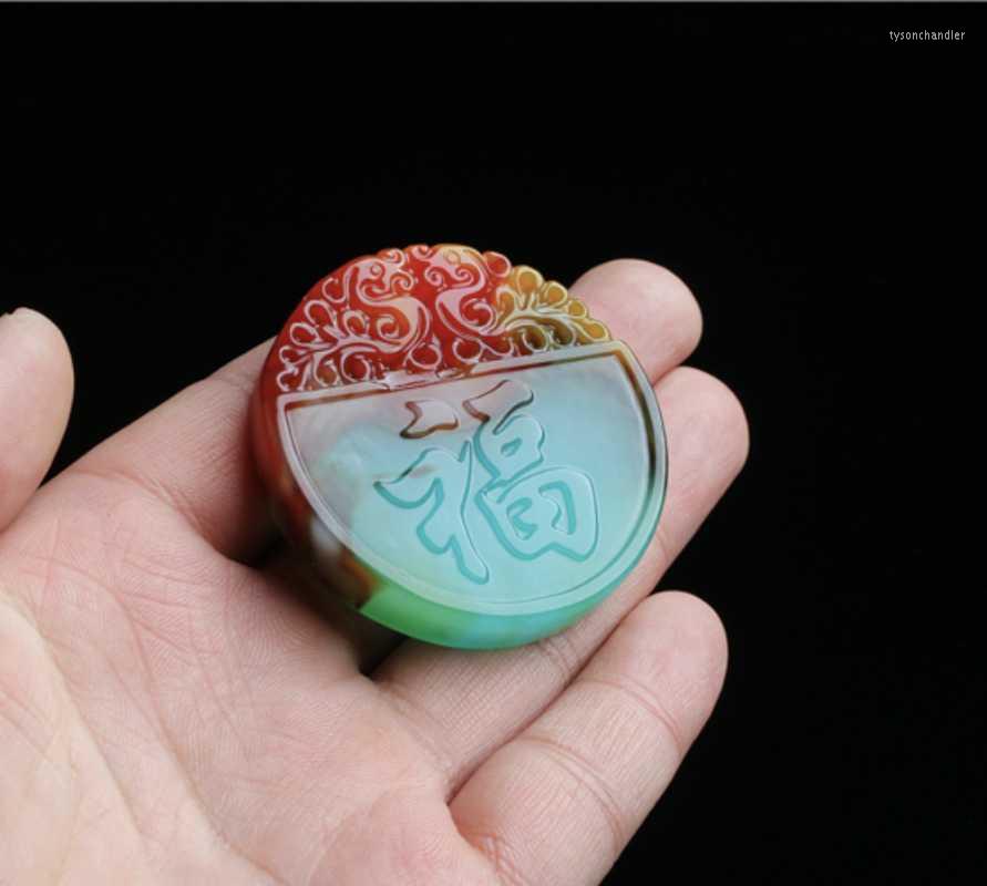 

Pendant Necklaces Fashion Colorful Jade Fortune Necklace Jewellery Chinese Hand-Carved Relax Healing Women Man Luck GiftPendant