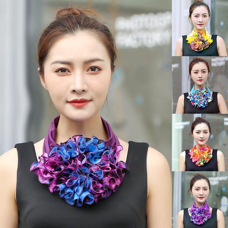

Scarves Trend Women Scarf Floral Collar Luxury Big Flower Neckerchief Ring Neck Fashion Bandana Head Hijab For LadiesScarves