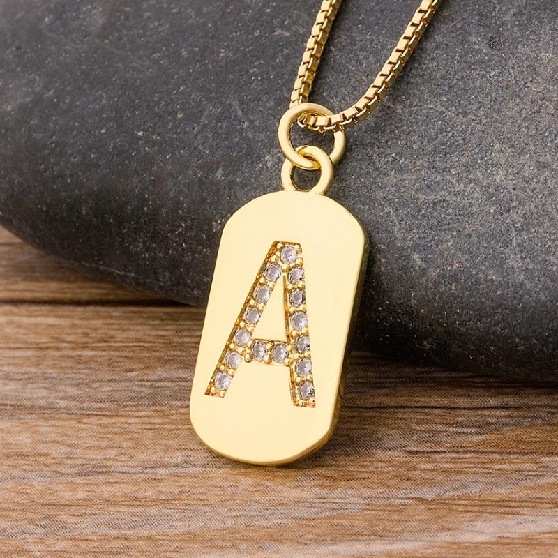 

Chains Trendy Letter Necklace Gold Chain Copper Cubic Zircon A-Z Initials Pendant Necklaces For Women Charm Wedding JewelryChains ChainsChai