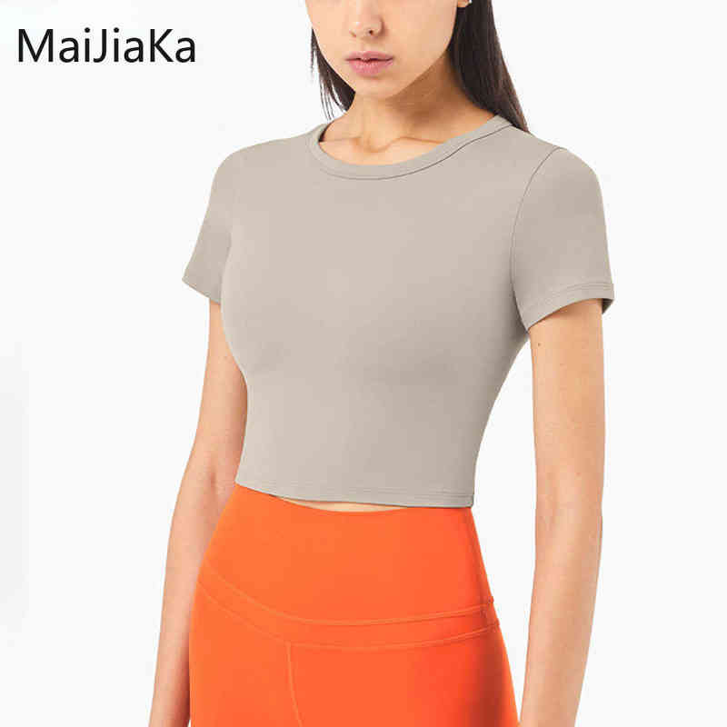 

Sports Top Women Yoga Short Sleeve Shirt Naked-feel Fabric Gym Female Elastic Fitness Sweat Running Pullover Workout Yoga Blouse T220725, Black