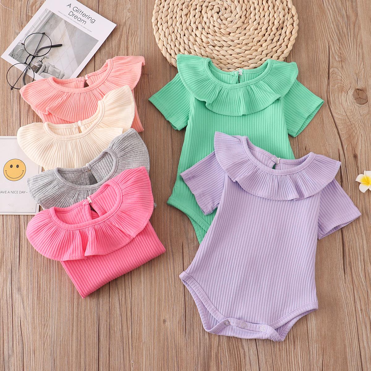 

Newborn Infant Baby Sets Rompers 0-2y Spring Summer Candy Ruffles Jumpsuit Born Girl Clothes Outfits