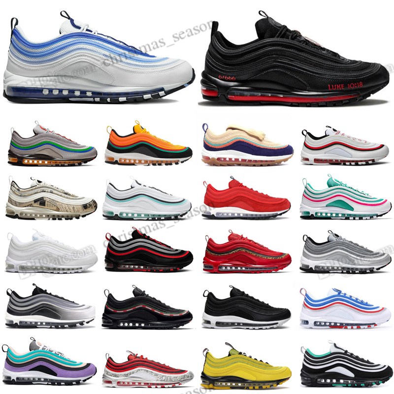 

High quality 2022 New air max 97 airmax Men Woman Blueberry Running shoes Mens cushion Trainers Halloween Light Blue Leopard 97s Bred South Beach sports sneakers, I need look other product