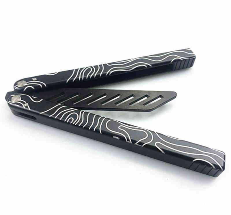 

Balisong Trainer Butterfly Knife Blade 420 Steel Handle Not Sharp TOP TIER QUALITY H220409, Black