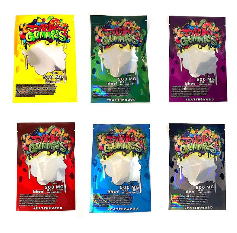 

pouch dank gummies mylar bag edibles retail bas 500mg packaging worms bears cubes gummy for packing bags 4x6.1 Inch