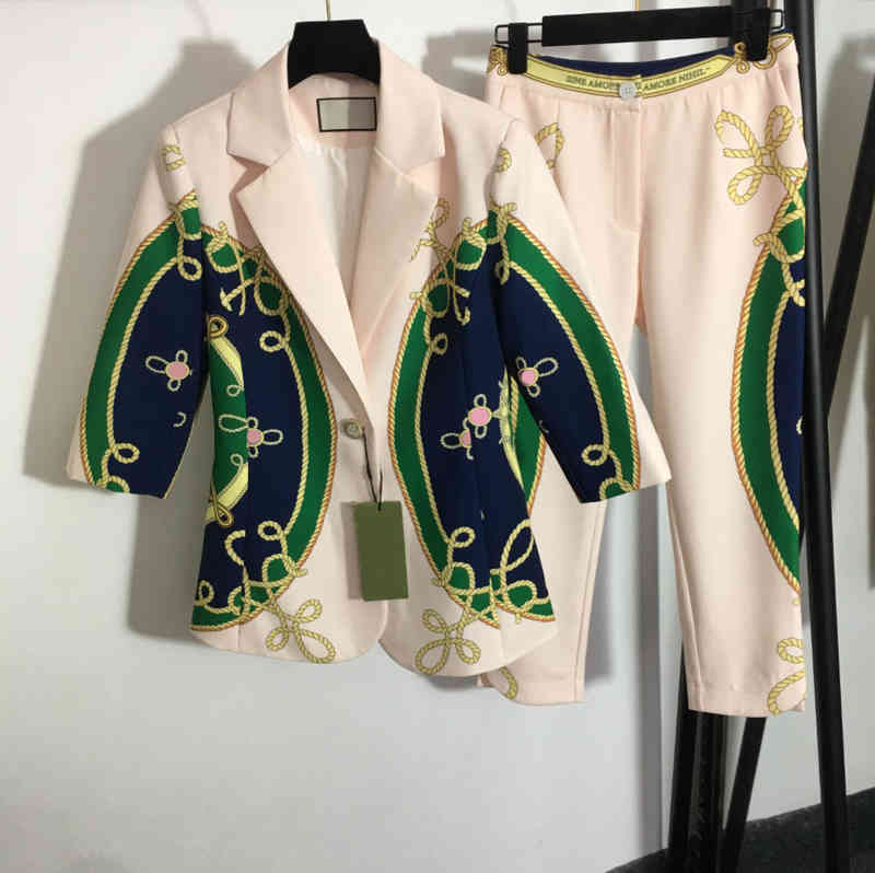 

Womens Two Piece Pants Luxury Designer Jackets Suit Brand Gc Logo Print Blazer Pants Sets Size S- 0912