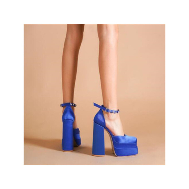 

Designer AEVITAS Sandal Shoes Waterproof High Heels Pumps Medusa Personalized Rhinestone Satin Catwalk Thick Heel Silk Ankle Strap Square Toe Sandals with box, 10