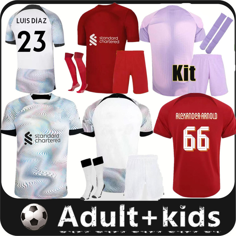 

23 ALEXANDER ARNOLD LUIS DIAZ home kids kit socks soccer jerseys 2022 2023 Adult sock DIOGO Fabinho Jones ROBERTSON Men football shirts child boy red, 21/22 home