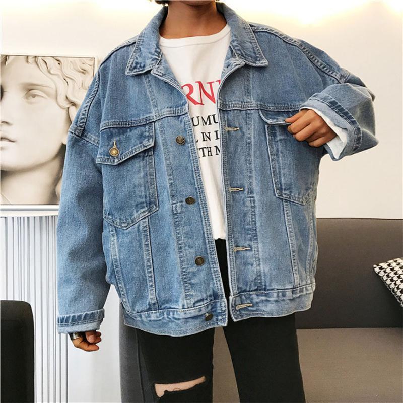 

Oversize Denim Feminine Jacket Women Boyfriend Style Jeans Coat Retro Cowboy Loose Casual, As pic