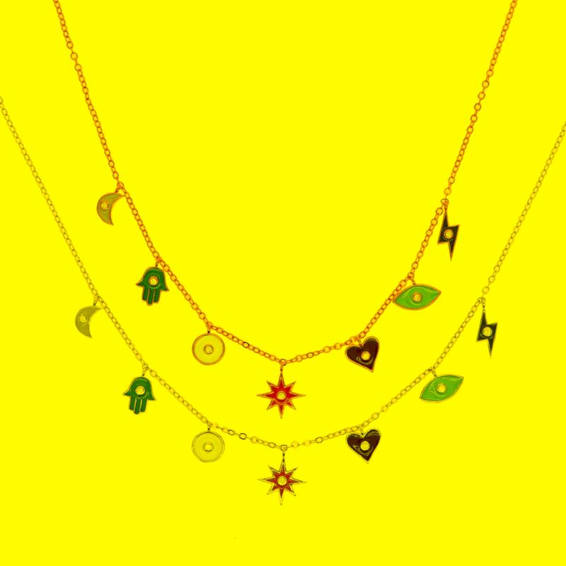 

Chains Choker Kolye Pendant Necklaces 2022 Enamel Small Charms Necklac Eye Star Moon Heart Women JewelryChains ChainsChains