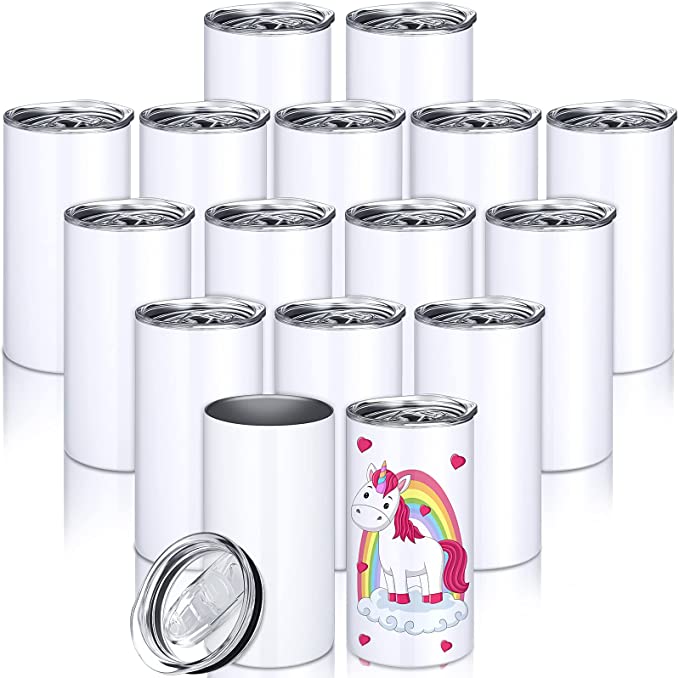 

12oz Sublimation Blanks Straight Stainless Steel Tumblers with Sublimation Shrink Wrap Great DIY Gift for Friend 0619X02