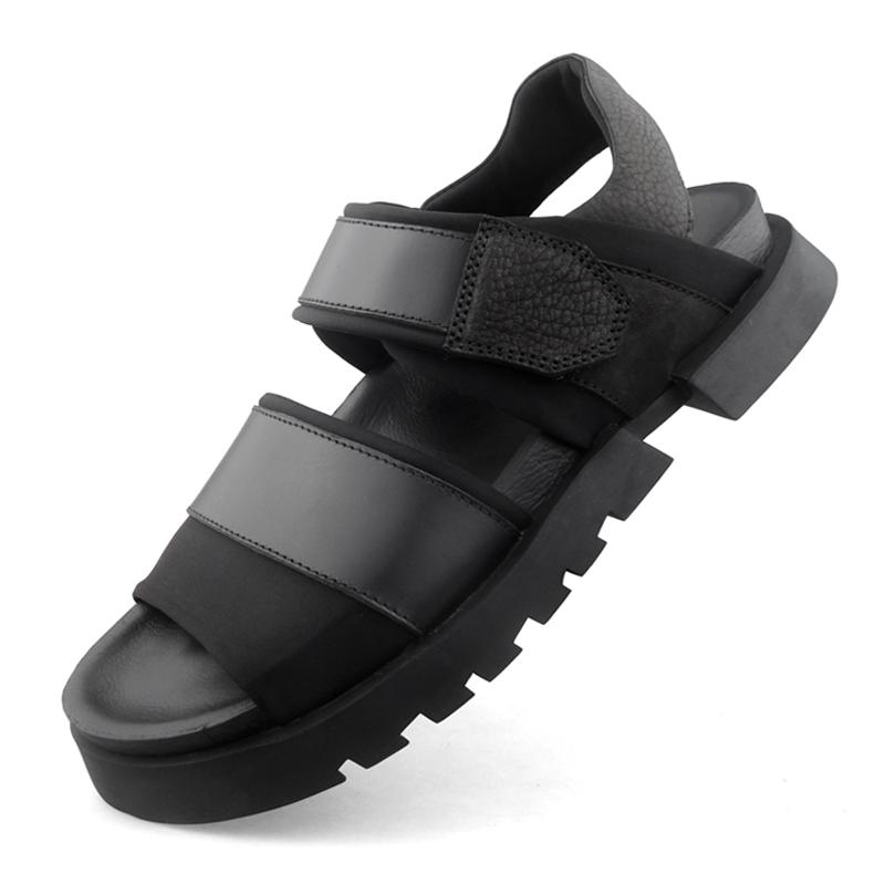 

Sandals Arrival Black Men Genuine Leather Summer Shoes Fashion Casual For, As pic