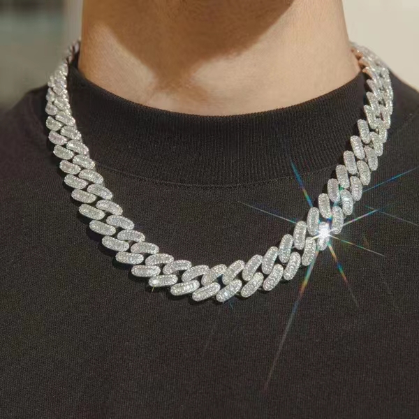 

15mm Hip Hop T Cubic Zirconia Tennis Chain Real Gold Plated Graduated Link Necklace