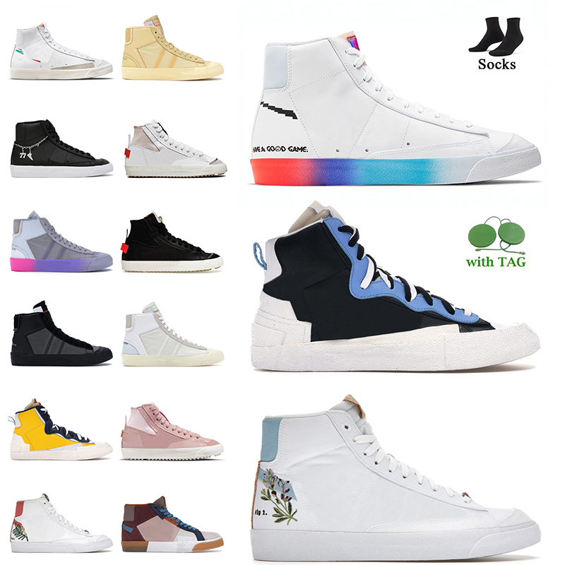 

2022 High Quality Blazer Mid 77 Vintage Platform Casual Shoes For Women Mens Trainers Indigo White University Blue Grim Reaper All Hallows Eve Sunset Pulse Sneakers, D34 white voltage purple 36-45