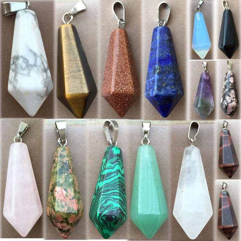 

Pendant Necklaces Tiger Eye Lapis Lazuli Aventurine Rhodorite Unakite Goldstone Blue Sand Flourite Crystal Howlite Bead 1Pcs WFH817Pendant