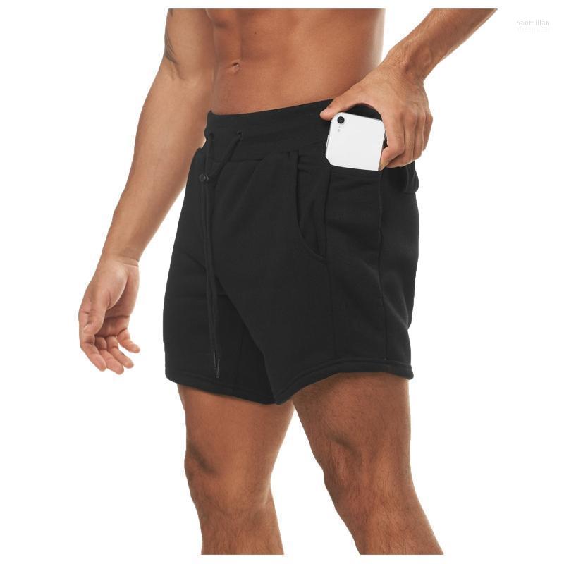 

Men's Shorts Gym Athletic With Running Workout Pockets Fitness Pants Naom22, Black